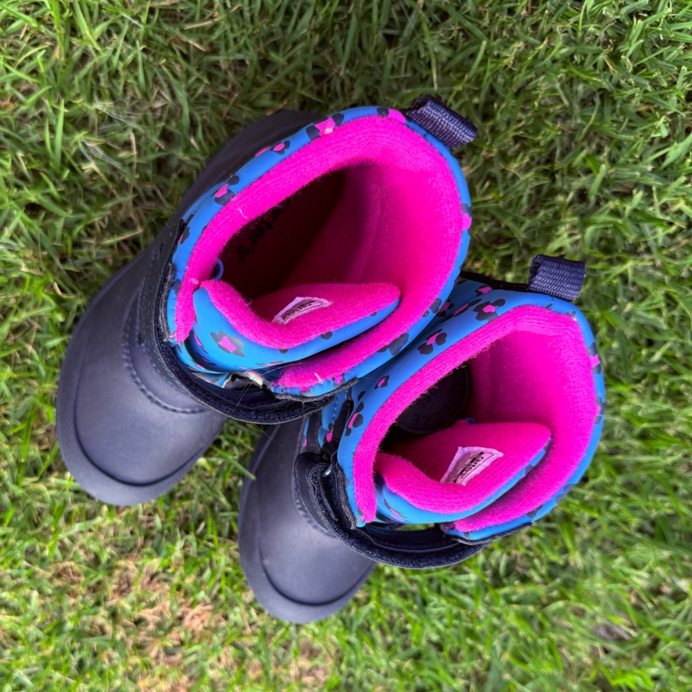Blue and Pink Floral Winter Boots - Picture 3 of 4